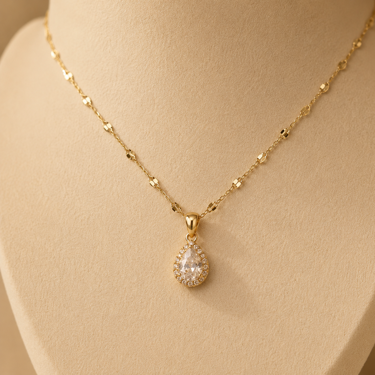 Gold Brilliance Drop Necklace