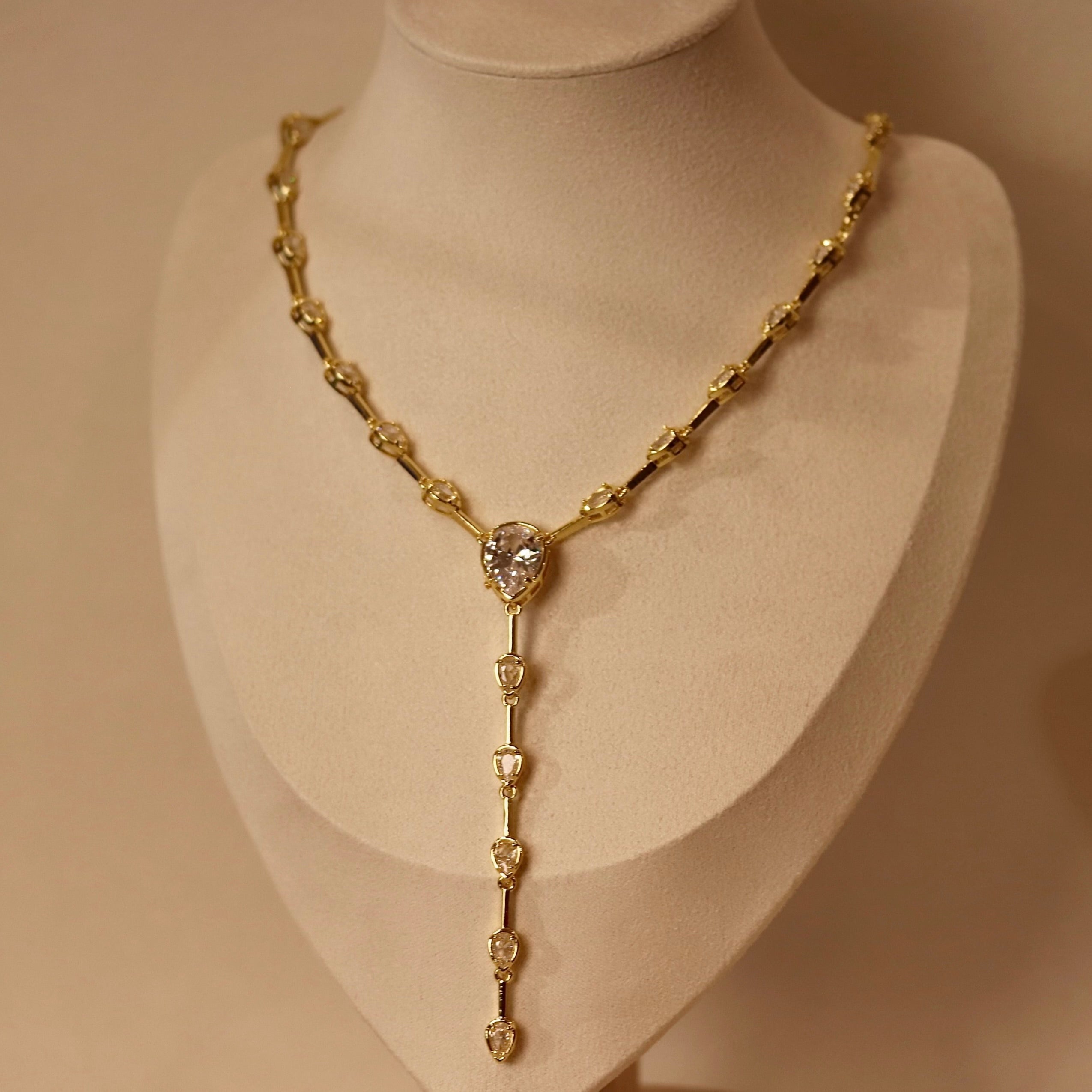 Drape Crystal Drop Necklace