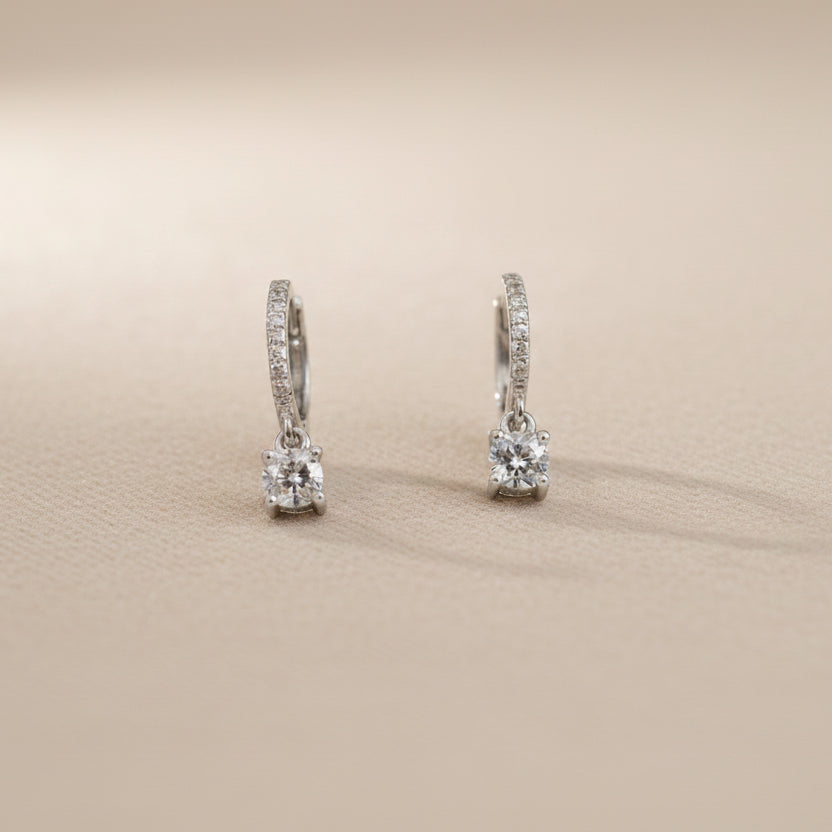 Boucles d'oreilles pendantes Céleste argentées