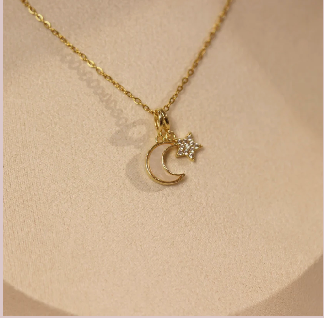 Collier Lune et Étoile Scintillants