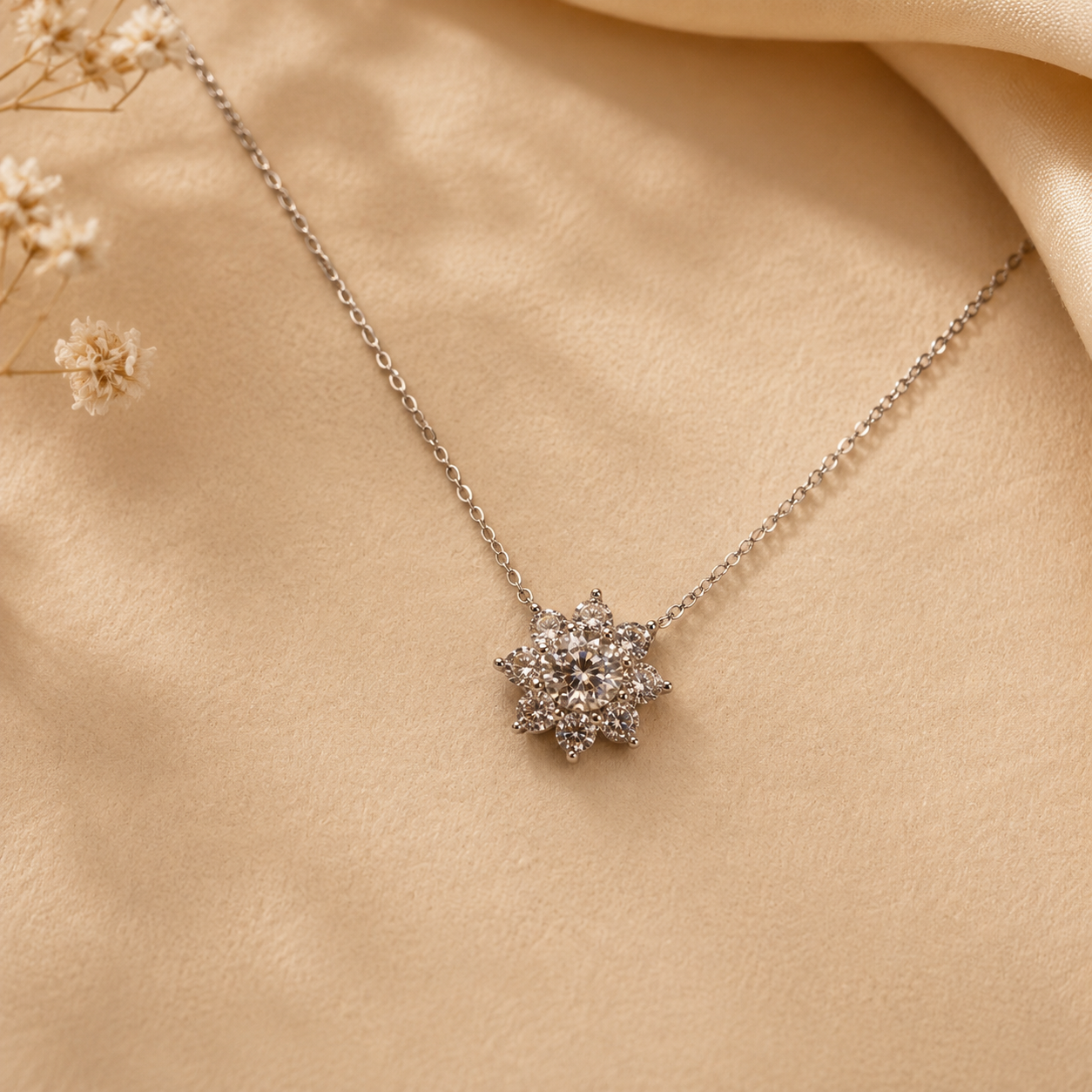 Moissanite Petal Necklace