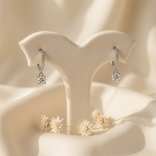 Boucles d'oreilles pendantes Céleste argentées
